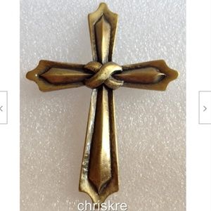 Gold Celtic Cross Pin Brooch Christian Vintage